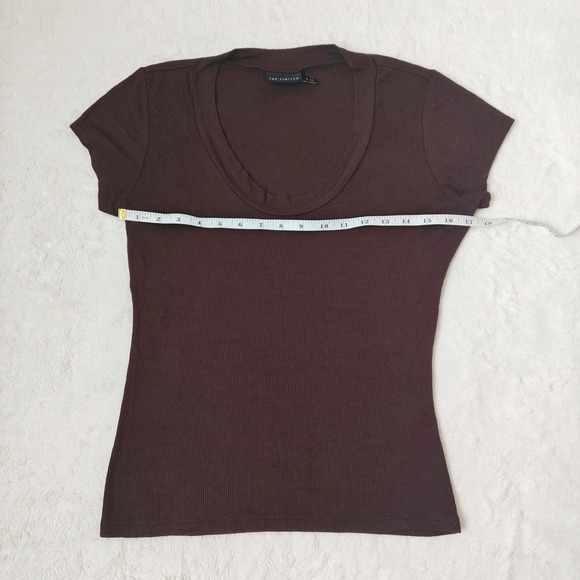 Vintage The Limited Women's Y2K Top Brown Ribbed Scoop Neck Short Sleeve Tee XL - Picture 3 of 5